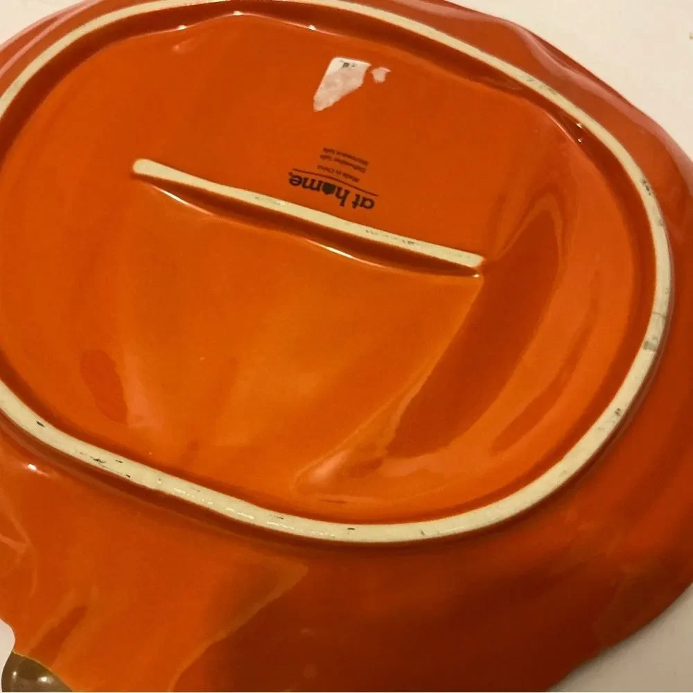 At home Orange Pumpkin-Shaped Dinner Plate
